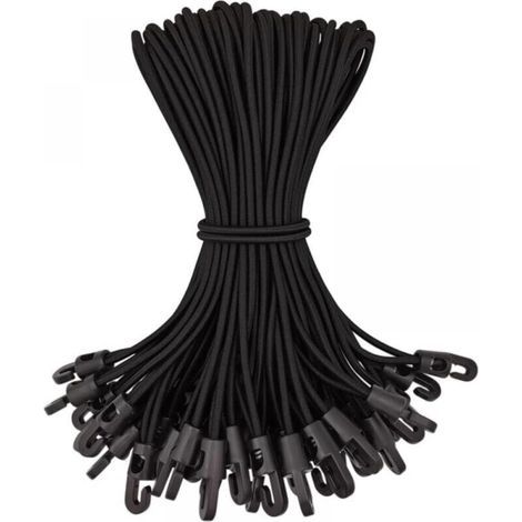 Lot de 50 tendeurs élastiques 25 cm – Crochets en plastique de qualité – Résistance aux intempéries – Pour bâches et camping (1/4)