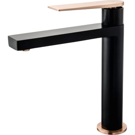 Essebagno Allure hoher Waschtischmischer in Edelstahloptik und Schwarz