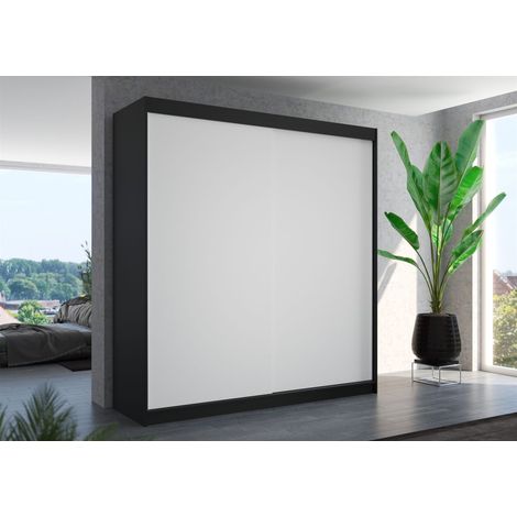 Schiebetürenschrank Schrank Nr.425 in Schwarz- Weiß matt 200x215x58 cm (1/3)
