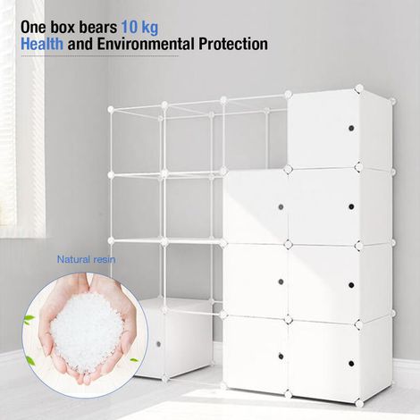 ® Armoires Étagères Plastique Meuble Rangement Chambre 16 Cubes (1/5)
