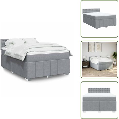 Boxspringbett mit Matratze Hellgrau 140x200 cm Stoff - Boxspringbett - Boxspringbetten - Bett - Schlafzimmermöbel (1/5)