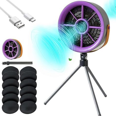 Luftreinigender Ventilator, tragbarer Ventilator mit Luftreiniger für Raucher in Innenräumen (inkl. 12 Filterpads), zum Aufhängen oder Aufstellen