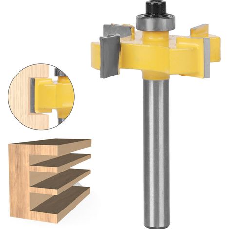 Fraise à rainurer en T à 4 lames en carbure cémenté, outil de fraisage, accessoires pour le travail du bois, 6 x 3/8 (1/5)