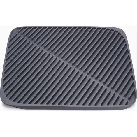 Escurreplatos Flume Joseph Joseph, tapete de drenaje plegable, superficie de silicona para vajilla, diseño actualizado, gris, fácil de limpiar, gran capacidad de drenaje