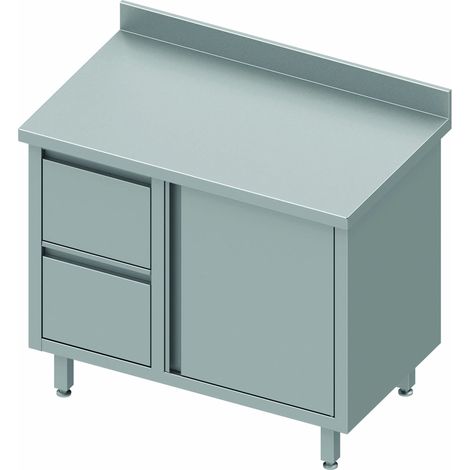 Meuble Bas Cuisine Inox - 1 Porte à Droite & Tiroirs - Gamme 800 - Stalgast