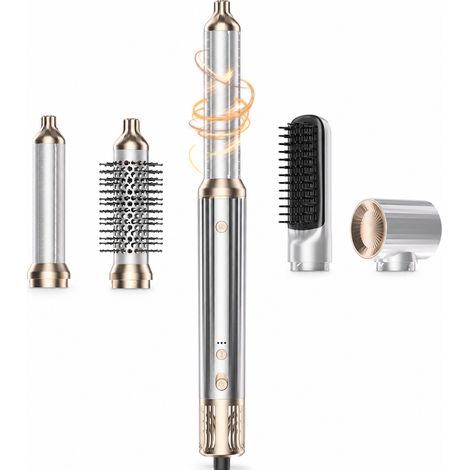 Brosse Soufflante Coiffante 5 en 1 Haute Vitesse, Blanc et Doré, Prise US 110 V (1/5)