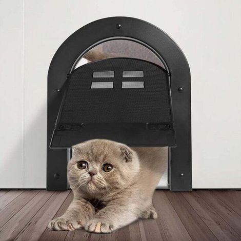 Katzenklappe für den Innenbereich - Zwei-Wege-Verriegelung - Geeignet für Katzen bis 9 kg - Geeignet für Katzen, Kätzchen und kleine Hunde (Schwarz)