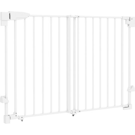 Grille de protection escalier et porte 74,5-111,5cm, fermeture automatique, ouverture une main double sens, couleur blanche (1/5)