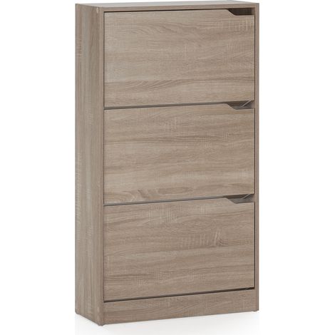 Mueble Zapatero Ángel 3 Puertas Color Roble, para 18 Pares