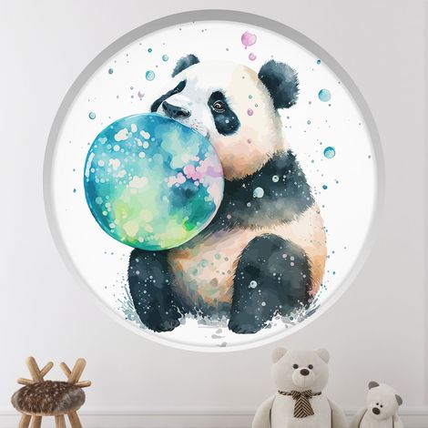 Stickers Trompe l'oeil Arche ronde Enfants - Panda bulle - Diamètre 50 cm (1/4)