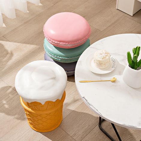Tabouret en forme de cornet de glace, tabouret pour se changer, tabouret en forme de beignet et d'ananas, objet de décoration rétro américain, cadeau pour offrir une glace. (1/5)