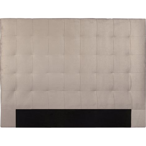 Testata letto lavorazione capitonné in tessuto velluto color talpa L140 cm HALCIONA