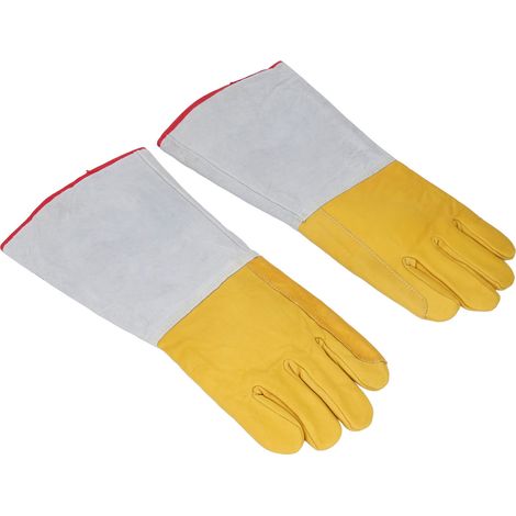 Lot de 2 gants de protection LN2 de 40 cm, en cuir de vachette antigel pour basses températures, adaptés à la conservation de l'azote liquide et de la glace carbonique. (1/5)
