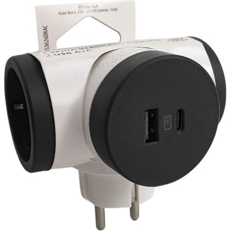 ADATTATORE SCHUKO DOPPIO CON USB SPINA STD TED. (1/2)