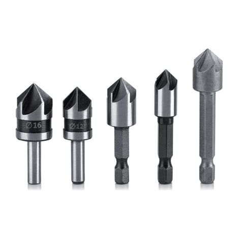 5Pcs/Set Fraise Conique HSS Colostrum Pour Mouton Mangeoire Oiseaux Cage Industrielle en Acier à Grande Vitesse 5 Fraises à Bois chanfreinage Coupe Bois menuiserie (1/5)