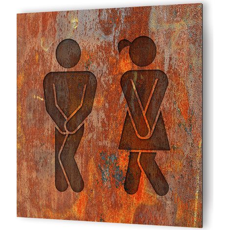Panneau pictogramme de signalisation · Toilettes Mixtes Humoristique Texture Rouille (1/4)