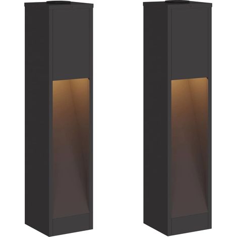 Set di 2 lampade solari a LED autoportanti per vialetti 18 x 18 x 80 cm design moderno acciaio nero 020052531