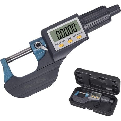 Micrometro digitale LCD 0-25 mm – Risoluzione 0,001 mm – Precisione 0,002 mm – Spegnimento automatico – Acciaio inossidabile e ABS-Crezuo