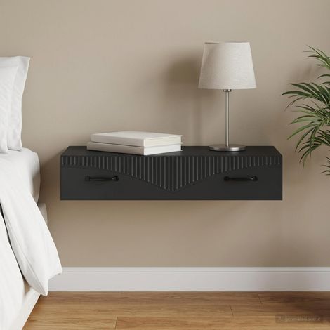 vidaXL Mesa Lateral Montada en la Pared 87,5 x 34,5 x 17 cm Negro (1/5)