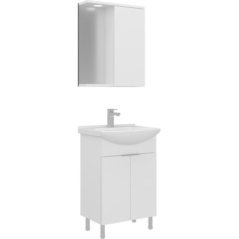 Ensemble Meuble Vasque avec Miroir (2 Pièces) "Purus 55" - 55 x 50 x 83 cm - White (1/3)