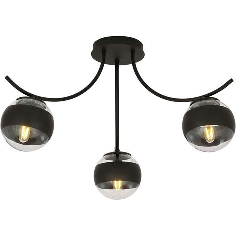 Plafoniera Moderna Coeo Acciaio Nero 3 Luci E14 Ip20 (1/5)