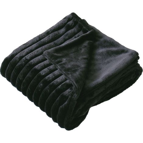 Plaid doux et flanelle 125 x 150 cm Mathis noir