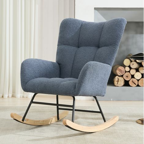 Mecedora de tela teddy con bolsillo, 65 x 77 x 90 cm, azul marino DESVIAE (1/5)