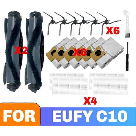Pièces de rechange pour aspirateur robot Eufy C10 : brosse principale, filtre HEPA, brosse latérale, sac à poussière et kit d'entretien essentiel (1/5)