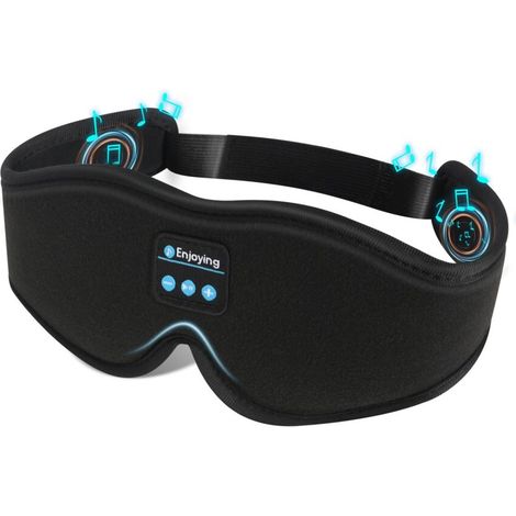 Masque de Sommeil Bluetooth avec Casque Intégré, Anti-Bruit pour Relaxation, Ajustable et Léger, Noir (1/4)