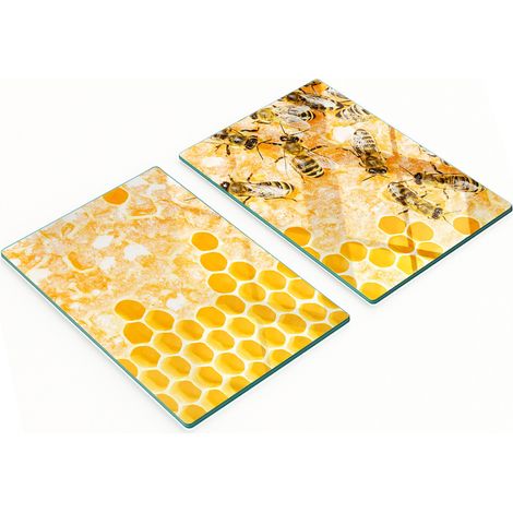 Tableaux en verre résistants et élégants avec motif d'abeilles ouvrières 2x40x52 cm (1/5)