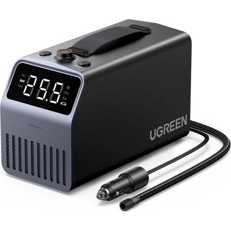 Elektrische Autoreifenpumpe mit Display, 150 PSI, 3 x 4500 mAh, 12 V – grau
