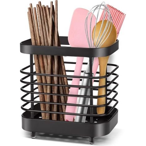 1 pièce Porte-couverts en acier inoxydable, égouttoir à vaisselle pour baguettes/cuillères/fourchettes, rangement compact cuisine (1/5)