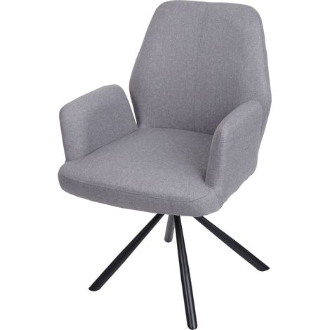 Silla de comedor sillón giratorio con reposabrazos en tela/textil gris claro 040006313 (1/5)