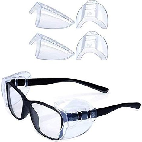 Wing Shaped Glasses, Anti-Slip on Clear Safety Glasses Side Shields, Safety Glasses Side Shields- Flexible Compatible with Small/Medium/Large Glasses