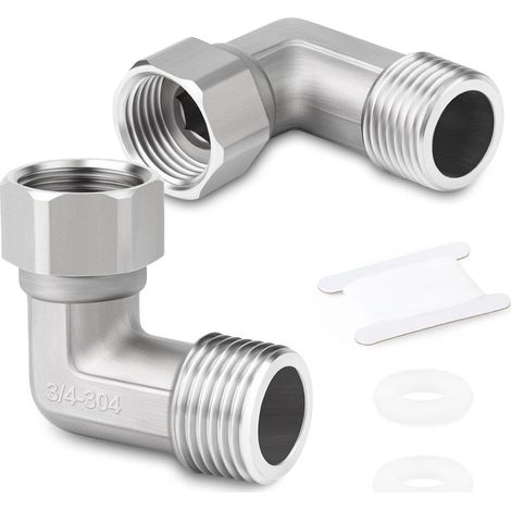 pièces coude à 90 degrés en acier inoxydable 304, 2 extrémités, connecteur flexible et mobile, 3/4" raccords femelles pour pulvérisateur, robinet d'équerre, bras de douche (1/5)