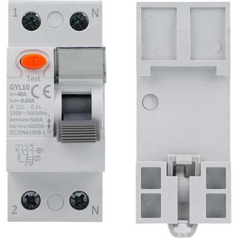 Disjoncteur Différentiel 40A 30mA,Disjoncteurs Électriques Avec Protection Contre Les Fuites RCCB Interrupteur Différentiel 40A Type A AC230V(GYL10-2P-40A-0.03A) (1/5)