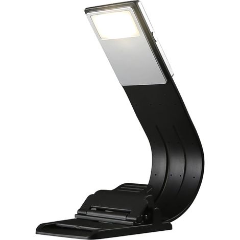 Lampe de Lecture, Lampe de Chevet à 3 Niveaux de luminosité, Lampe de Lecture Nocturne avec Lampe à Pince, Rechargeable par USB, adaptée à la Lecture au lit (Noir) (1/5)