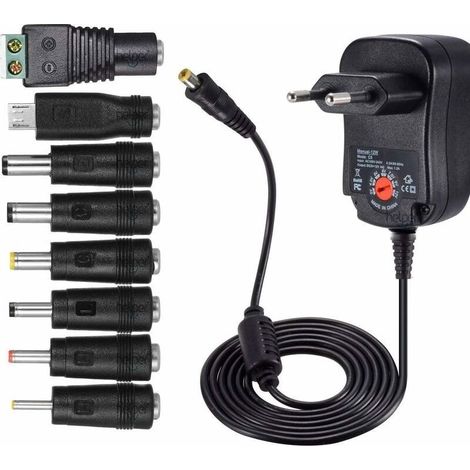 12-W-Universalnetzteil (AC/DC 3 V bis 12 V) – 8 wählbare Anschlüsse – 115 cm Kabel – max. 1000 mA (1/5)