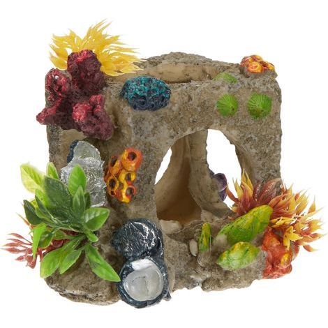 Aquariumdekoration aus Polyresin, Würfel-Habitat, Größe S, 12 x 11