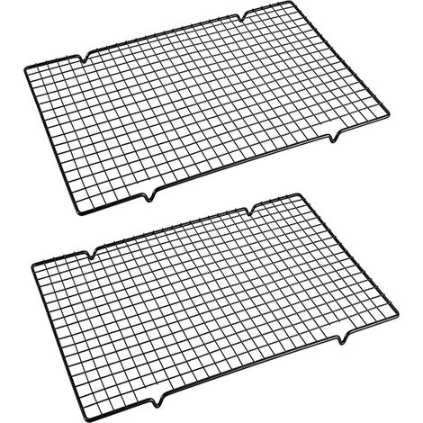 2 Pièces Grille Patisserie, Acier Inoxydable, Fil Épaissi, Noir, 40,5x25cm, Cuisine, Refroidissement Gâteau