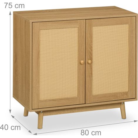 Cassettiera multiuso a 2 ante soggiorno cucina 80 x 40 x 90 cm aspetto rustico finitura opaca in legno bianco 130016783
