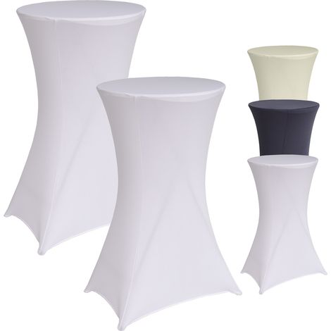 2er Set Stehtischhusse Tischdecke Husse Partytisch Bistrotisch Decke 60cm Weiß (1/5)