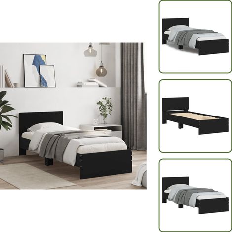 Cabecero de cama - vidaXL Estructura cama con cabecero madera ingeniería negro 90x200 cm - Soporte para espalda