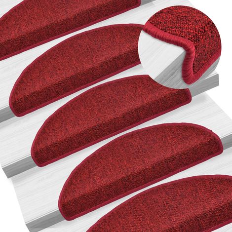 15 pcs Tapis d'escalier, Tapis de marches, Marchettes D'escalier Auto-adhésif sécurité Rouge bordeaux 65 x 24 x 4 cm MKS49741 (1/5)
