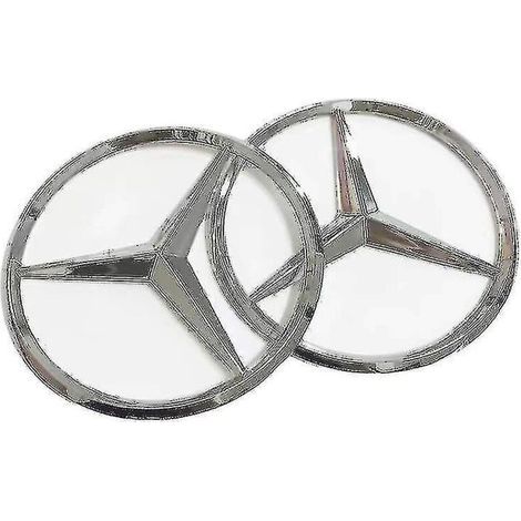 Crea – Set mit 2 Mercedes-Benz Hecklogos, 9 cm – Silberne ABS-Kunststoffaufkleber – 90-mm-Logo für den Kofferraum – Elegante Personalisierung (1/5)