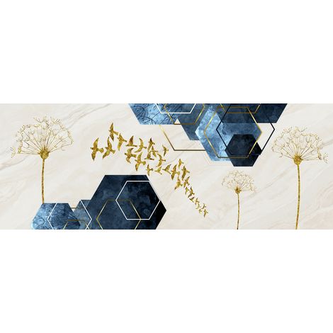 Papier peint panoramique - Fleurs Oiseaux Design - 130 cm x 49 cm (1/2)
