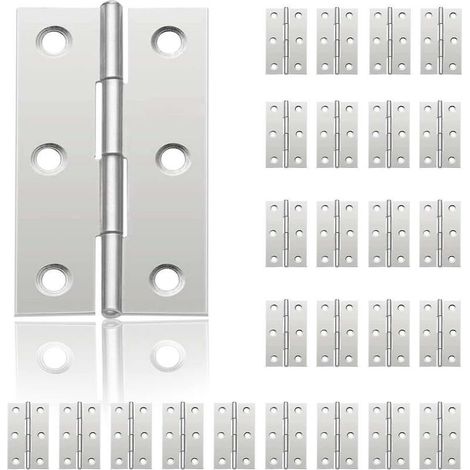 24 piezas de bisagras pequeñas para puertas, bisagra de acero inoxidable, bisagras DIY para puertas de armario, bisagra de piano para cajas de joyas, hogar, muebles, material de armario (44mm x 32mm) (1/4)
