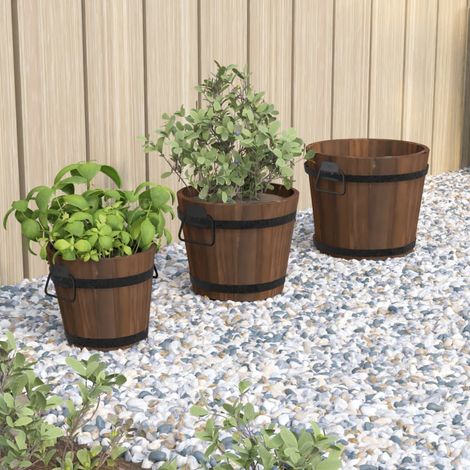 Ensemble de jardinière godet 3 pcs Bac A Fleur bois massif de sapin 71575 (1/5)