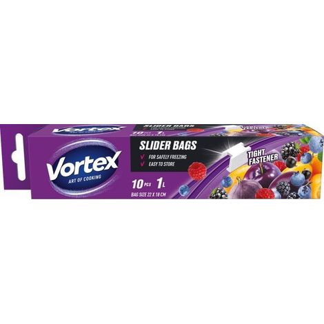 VORTEX TM Reißverschlussbeutel zum Einfrieren und Lagern 1L, 10 Stk Slider Bags