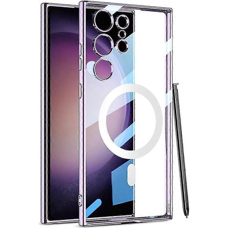 Étui transparent MagSafe compatible avec Samsung Galaxy S23 Ultra, étui fin et antichoc - stylet non inclus - Violet (1/5)